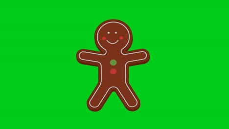 animation of a gingerbread man on a green screen. 3d render