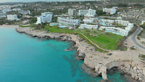 coastal view of ayia napa with hotels and turquoise sea