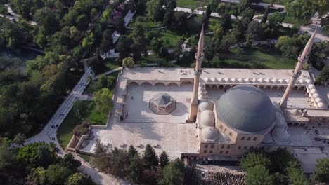sanliurfa great mosque aerial view. overview of sanliurfa city in turkey