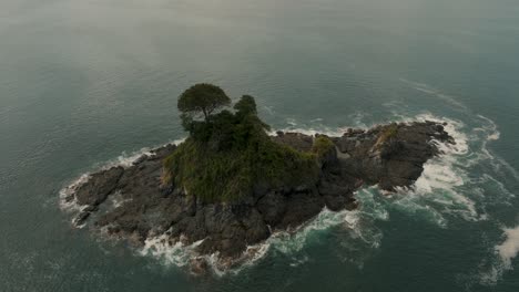 aerial view over islet in guanacaste, costa rica - drone shot