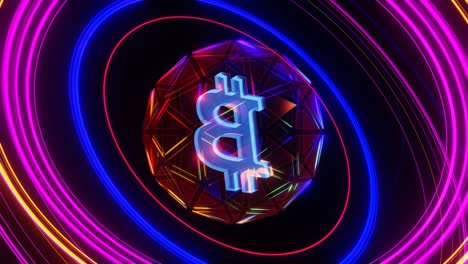 vj loop animation of bitcoin rotation in a crystal ball.