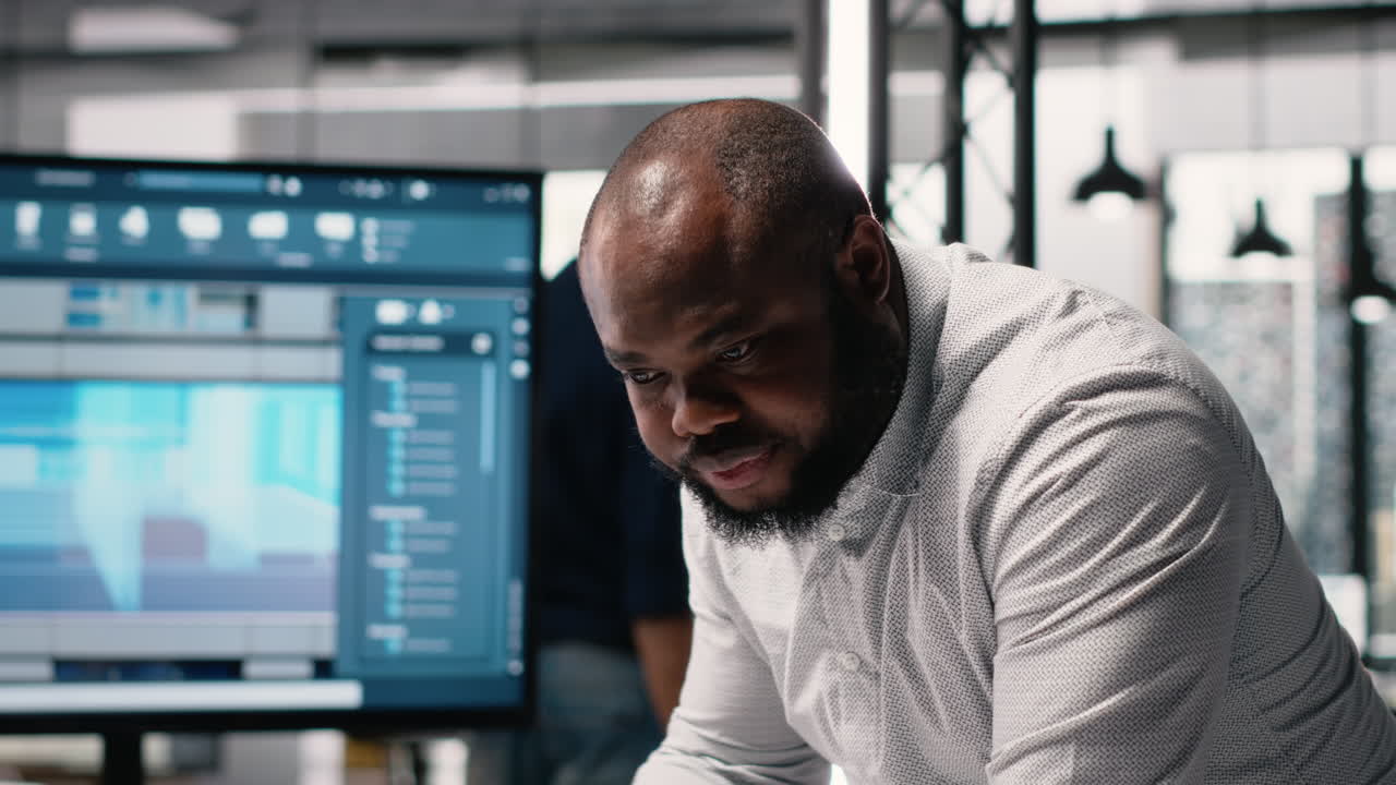 Vertical Video Black real estate developer does city planning with architectural sketch