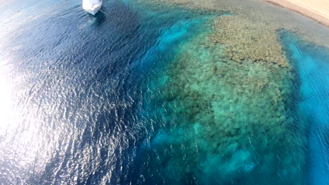 ariel shot for the coral reef of the red sea in sinai peninsula and coral reef islands in the red sea shot on 4k and 50 frames