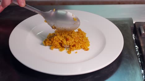 emplatar un plato de paella valenciana