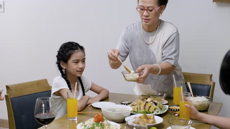 asian family having lunch.