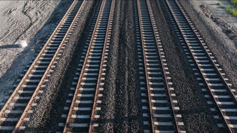 Train-tracks,-aerial-video,-San-Francisco