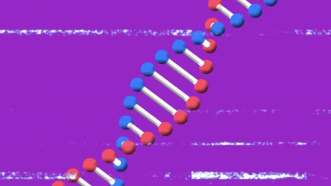 Animation-of-dna-strand-icon-over-screen-with-noise