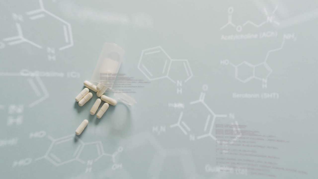 dna 스트랜드 다이어그램의 애니메이션과 데이터 처리는 알약을 통해