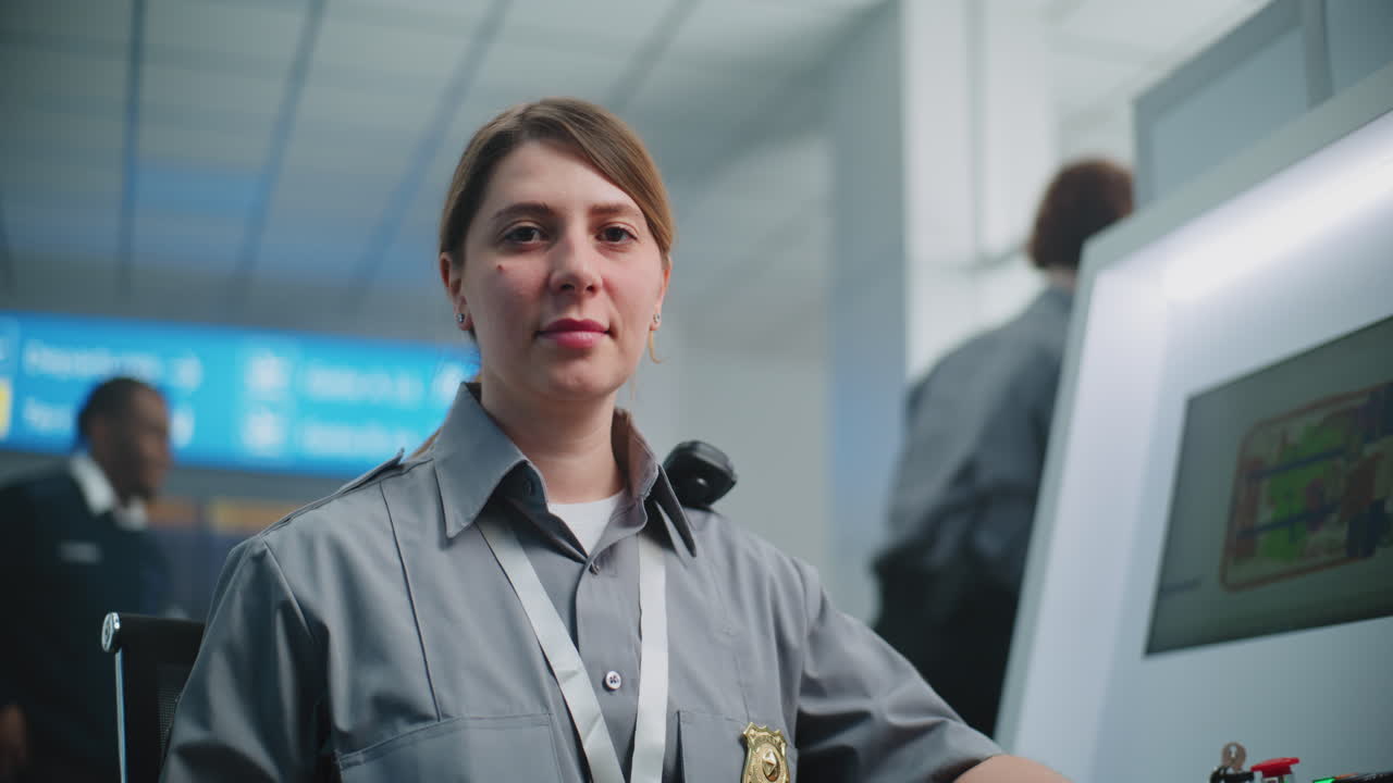 oficial de seguridad del aeropuerto de servicio