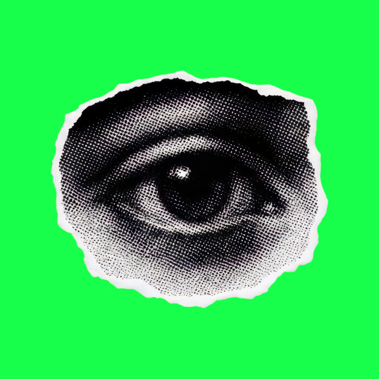 Vintage eye illustration animation, transparent 4K video, green screen