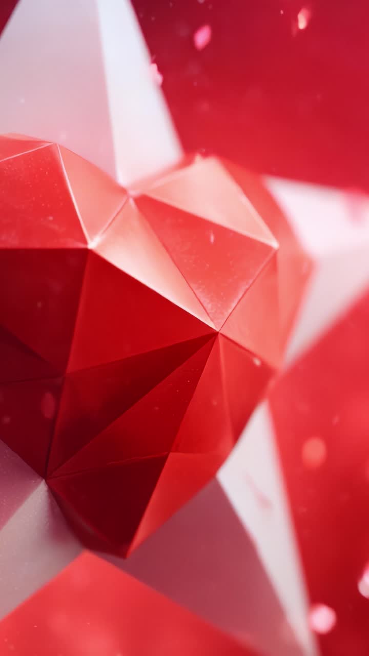 A Close-Up View of a Stunning Geometric Heart Sculpture Intertwined with a Star, Set Against a Vivid Red Background, Exuding Warmth and Vibrancy, Ideal for Romantic Occasions or Artistic Displays