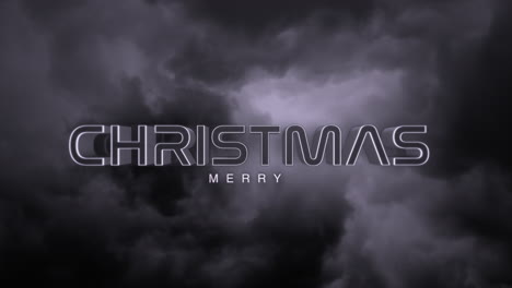 dark monochrome merry xmas text on grey storm sky