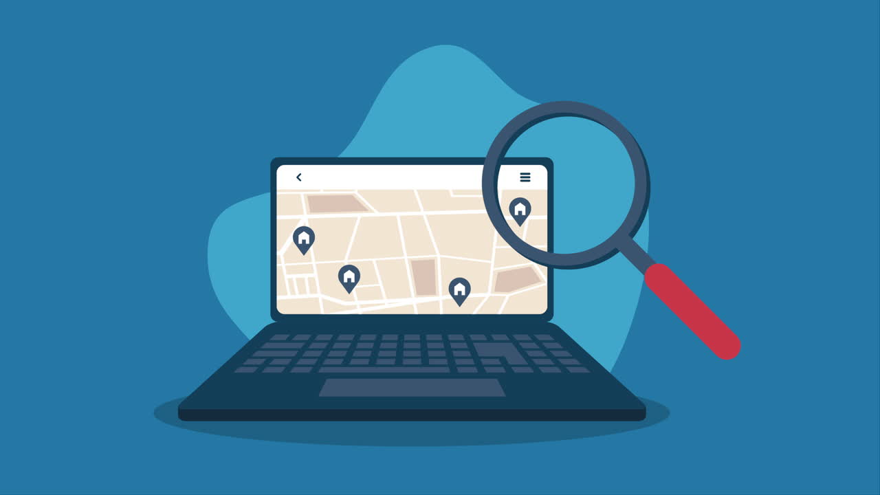 encontrar propiedades en un mapa usando una computadora portátil