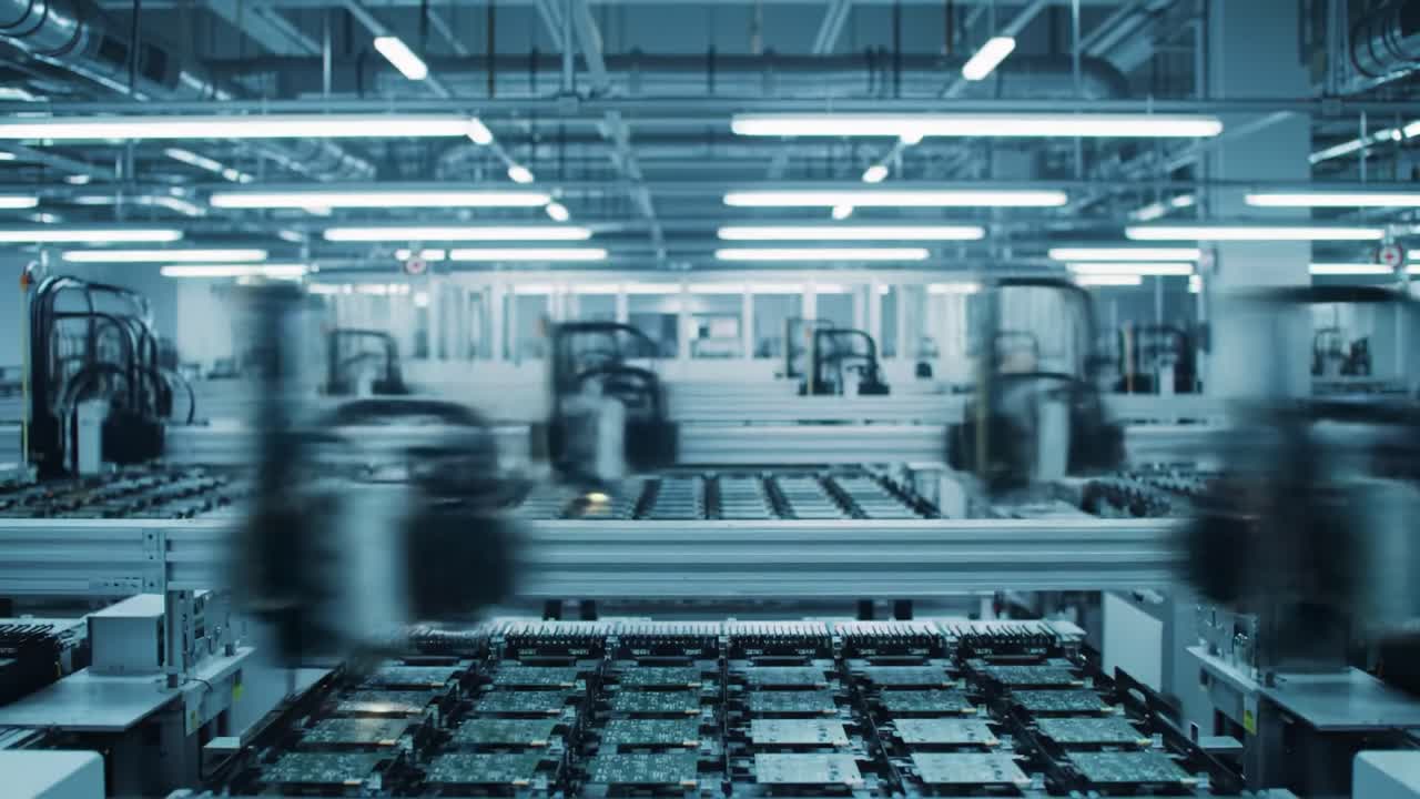 Automated Chip Assembly Line in a Modern Electronics Factory