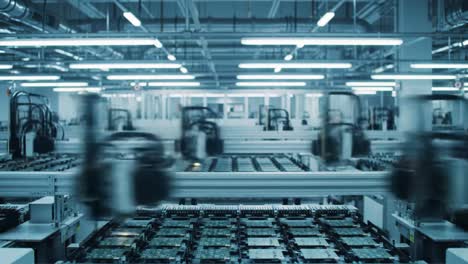 automated chip assembly line in a modern electronics factory