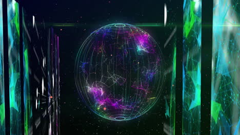 animación de la rotación del globo con redes de conexiones