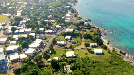 esperanza, vieques, puerto rico - a view of a charming seaside village known for its laid-back, bohemian atmosphere - aerial drone shot