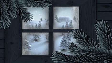 Winterlandschaft-Durch-Fenster-Gesehen