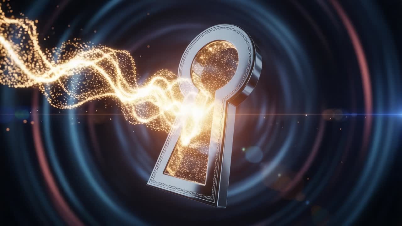A mesmerizing scene featuring a sparkling and golden keyhole that radiates magical energy, symbolizing discovery and access to hidden realms of wonder and imagination