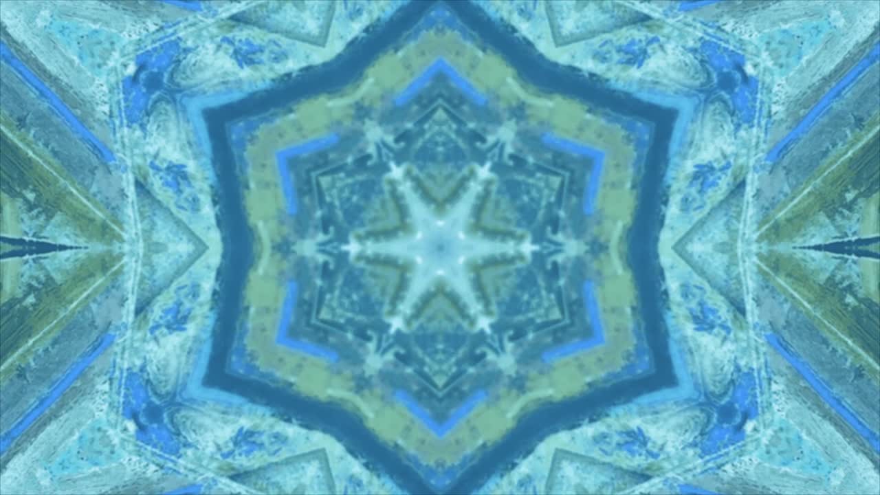 Bucle de Patrón Caleidoscópico Abstracto Azul y Verde
