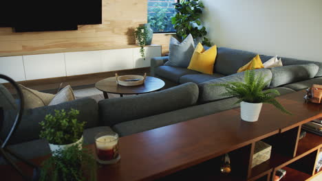 interior shot of stylish modern lounge in empty house