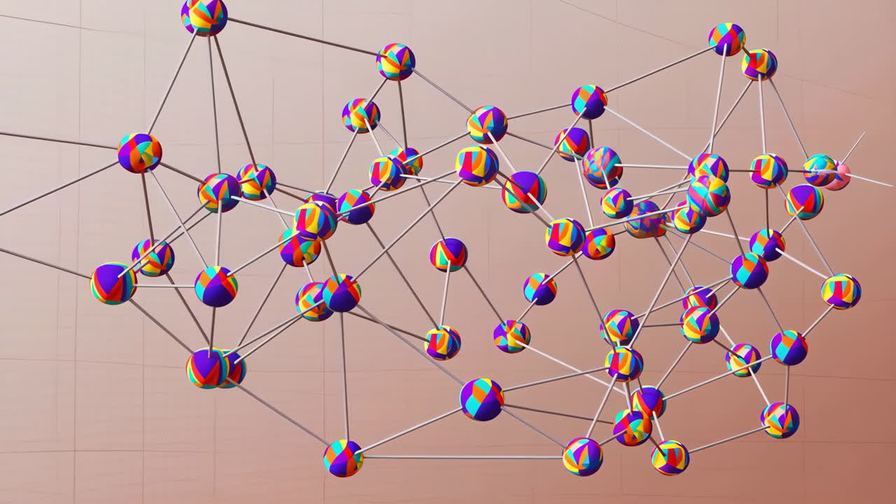 Colorful Abstract 3D Network of Interconnected Spheres