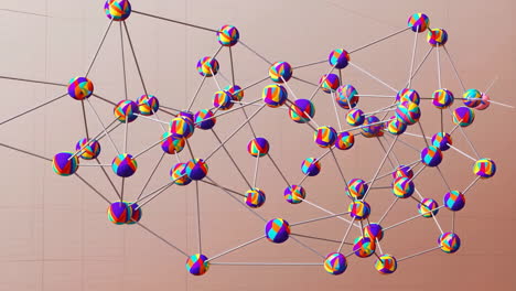colorful abstract 3d network of interconnected spheres