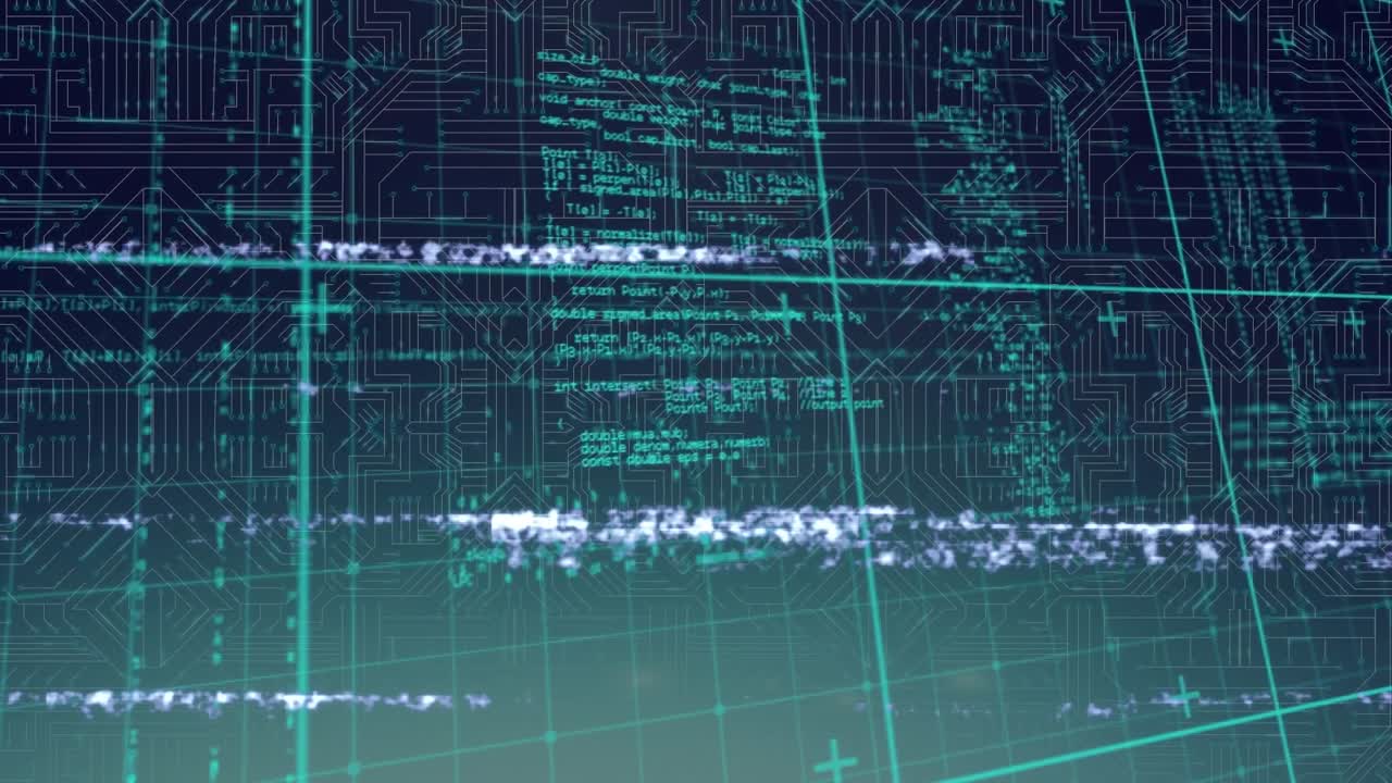 Animation of interference and data processing over computer circuit board