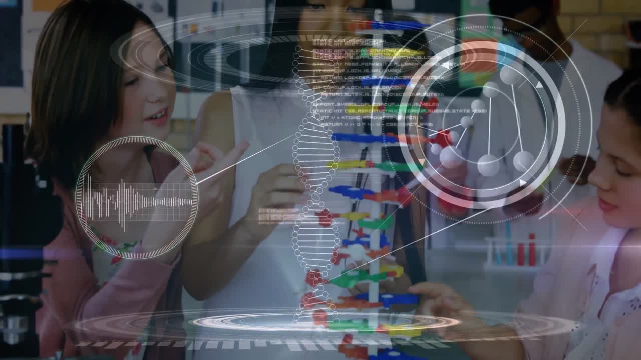 procesamiento de datos contra un grupo de estudiantes que trabajan juntas en el laboratorio