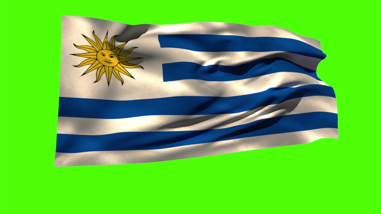 la bandera nacional de uruguay soplando en la brisa