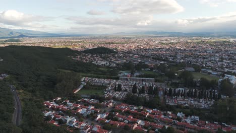 Revealing-aerial-view-from-a-drone-of-Salta,-Argentina