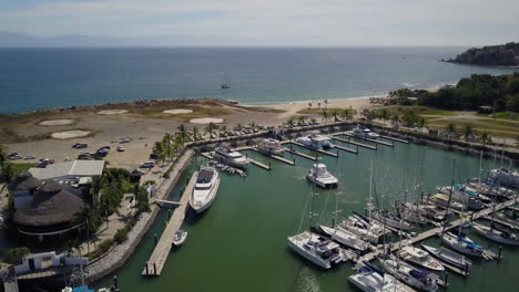 aerial of boat marina in mexico