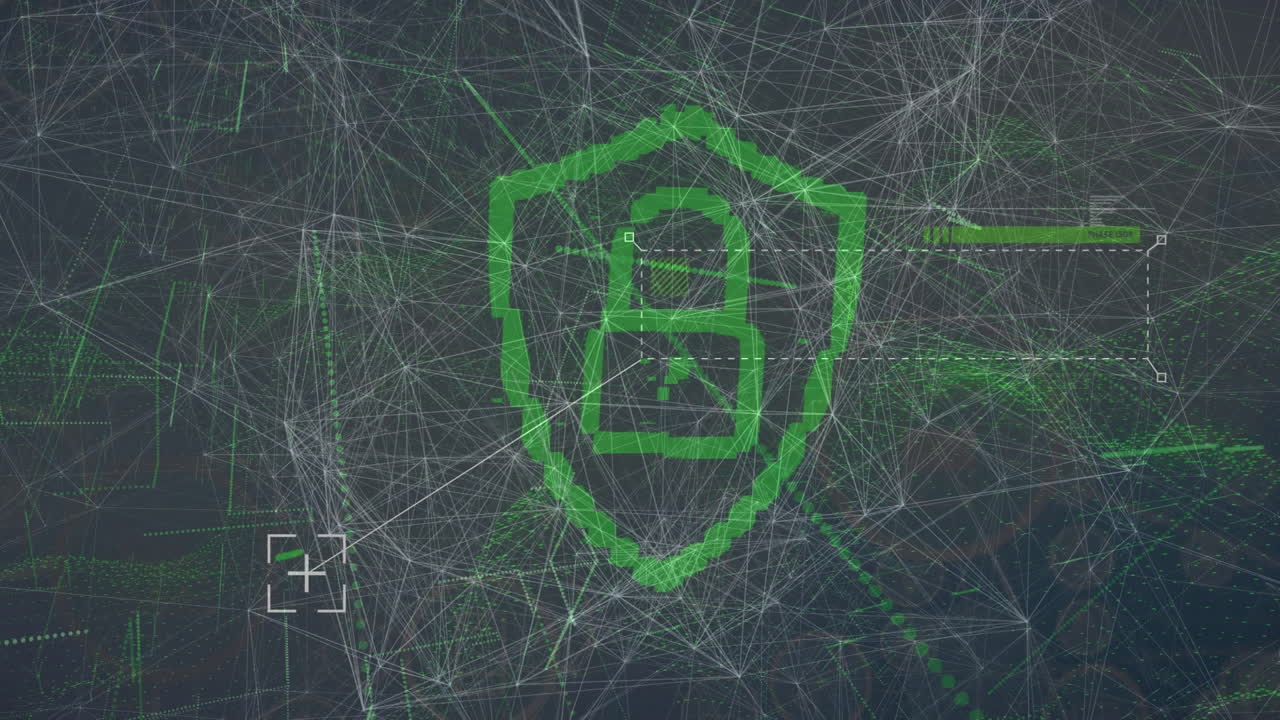 회색 배경에 연결 및 디지털  ⁇ 락의 애니메이션