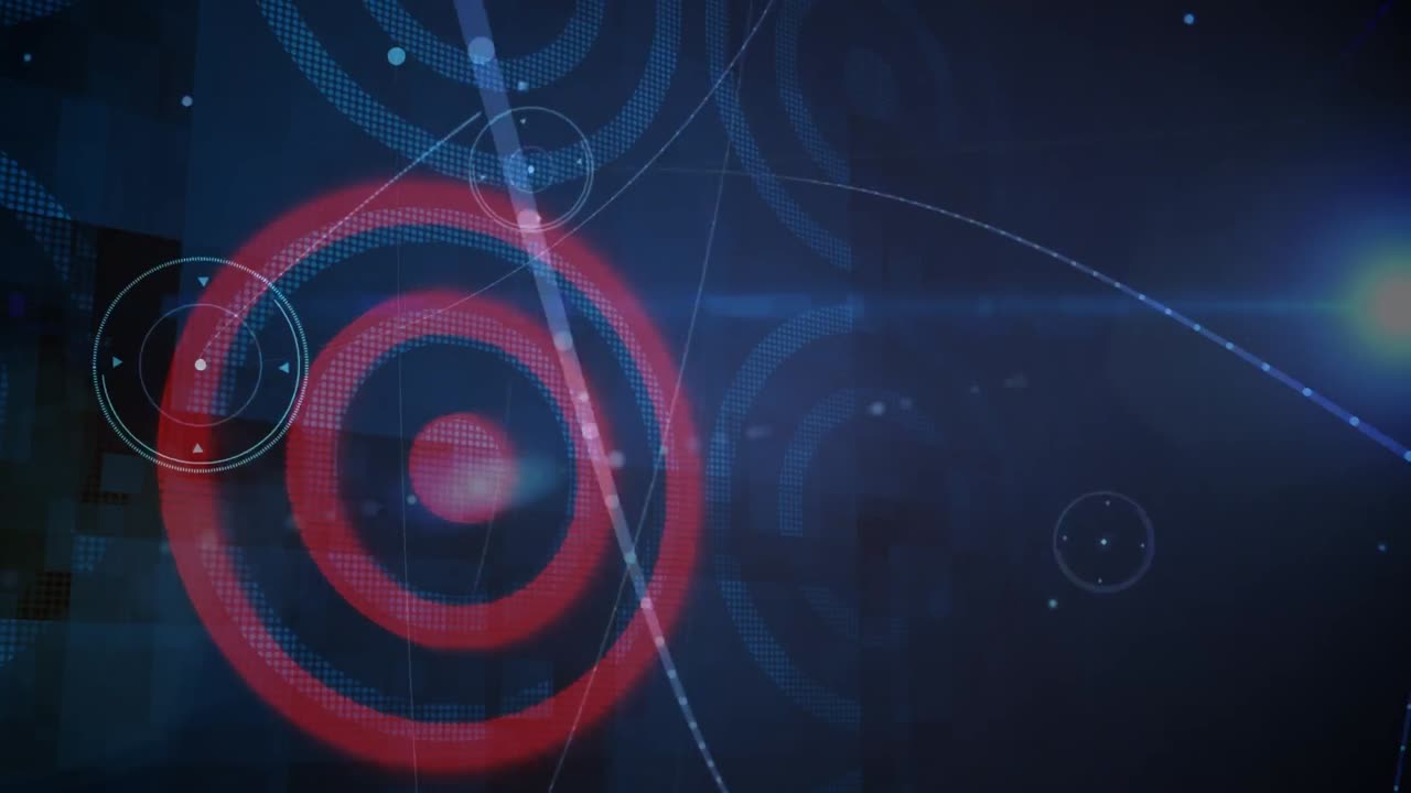 animación de la red de conexiones sobre círculos sobre espacio negro