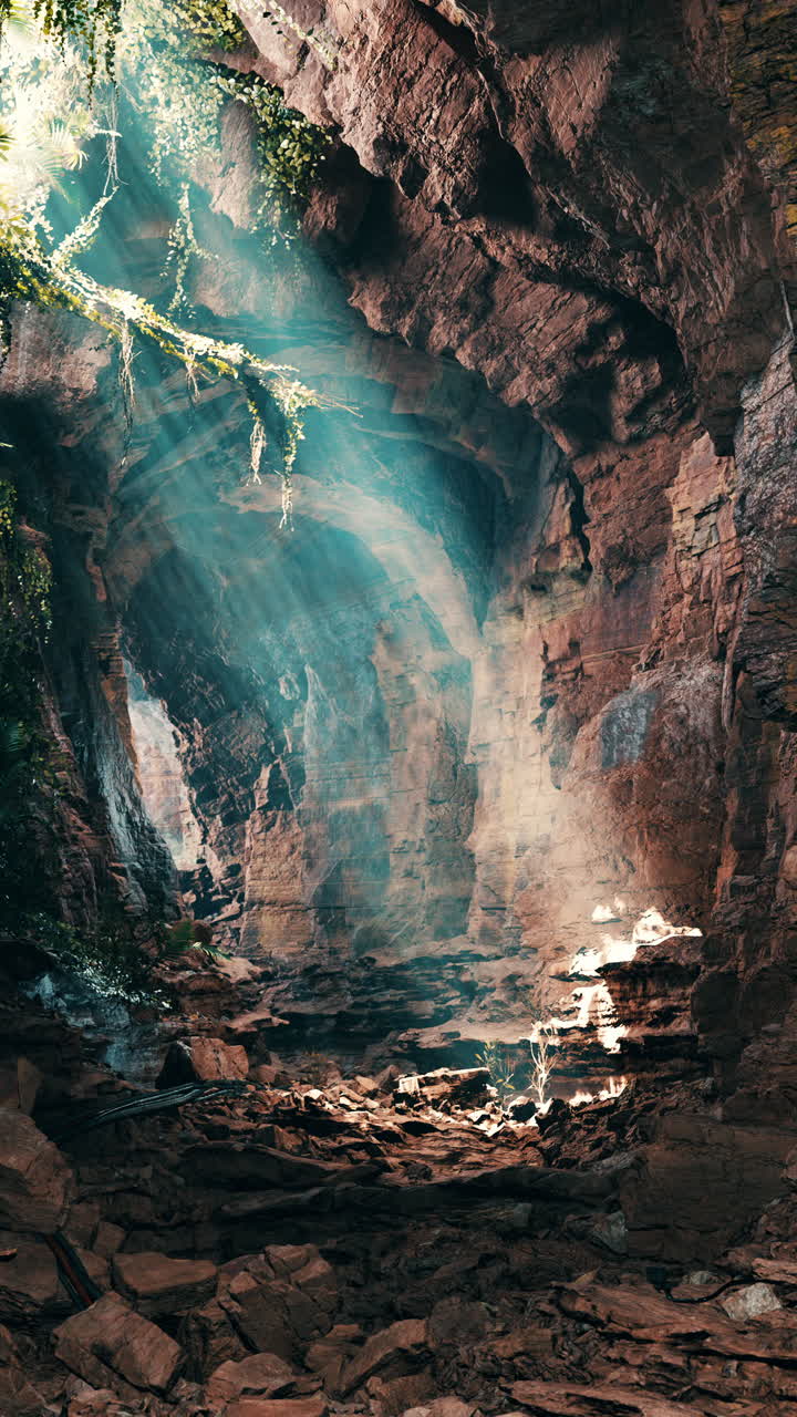 A Light Shining Through a Cave Entrance