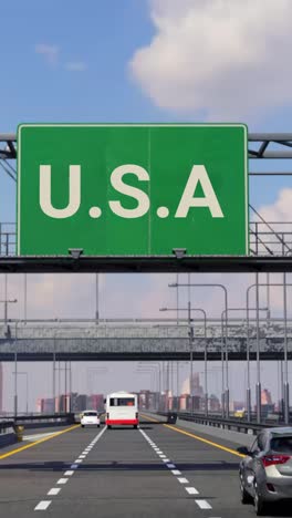 highway scene with airplane and usa sign