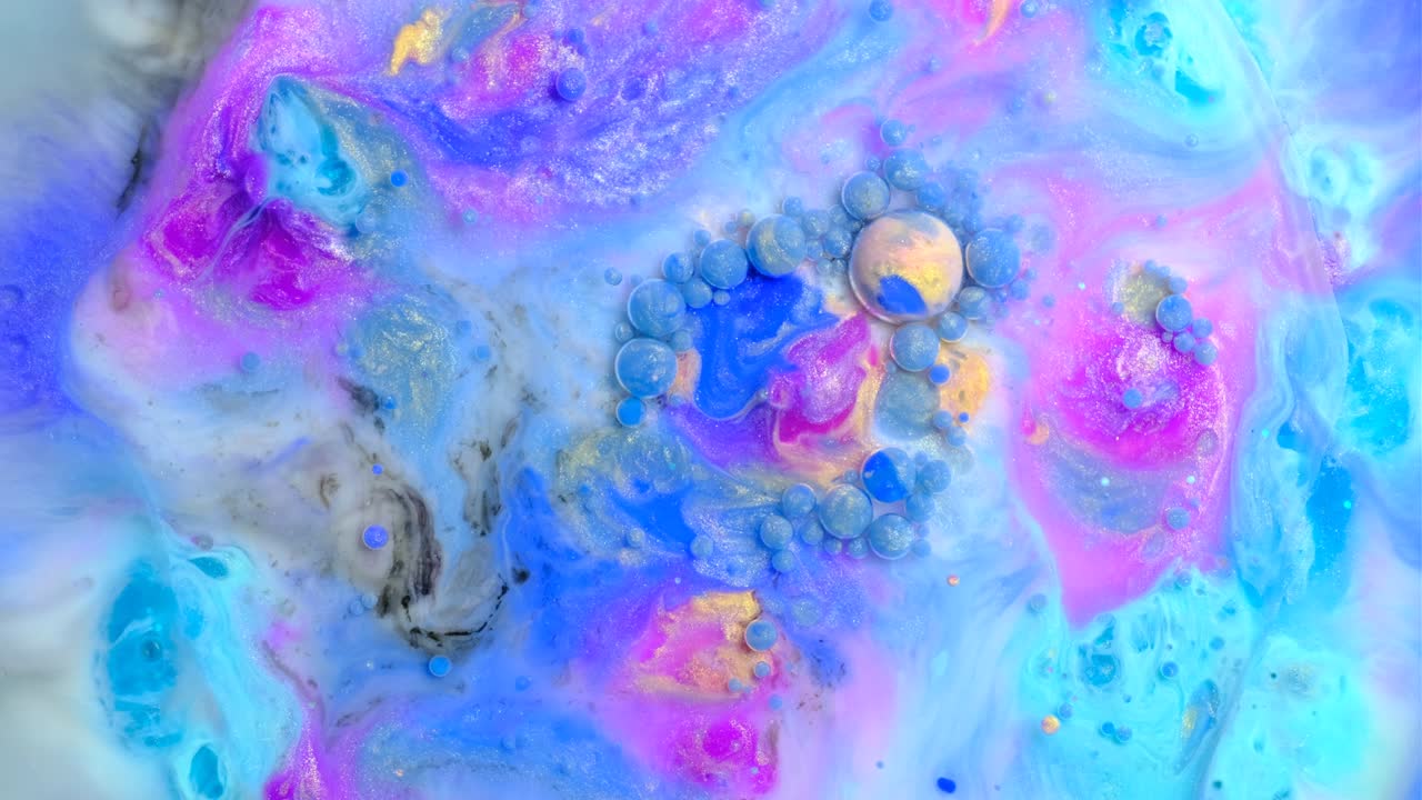 pintura colorida y burbujas fondo abstracto video 4k