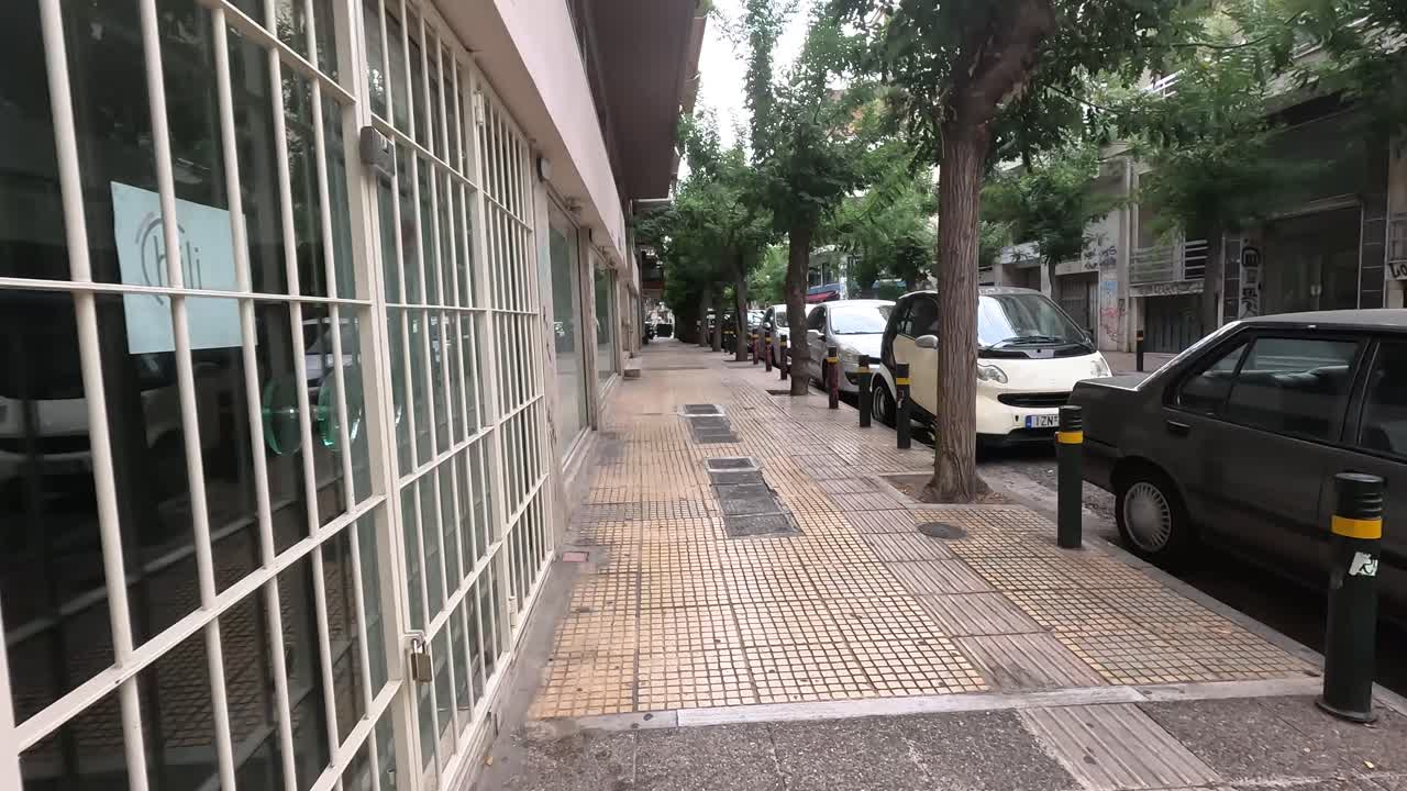 Walking empty street in Athens, Greece.
