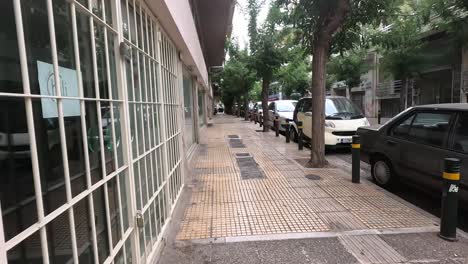 walking empty street in athens, greece.