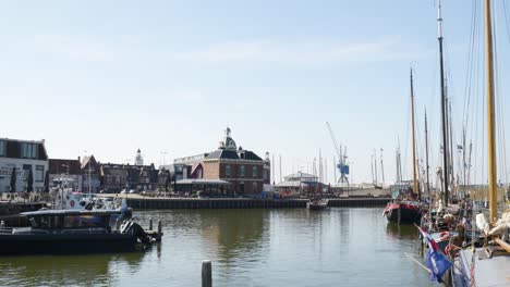 dutch harbor town and canal scene