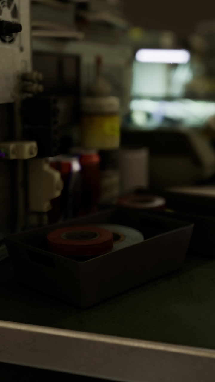 Old laboratory equipment sits idly while shadows dance in the dim light