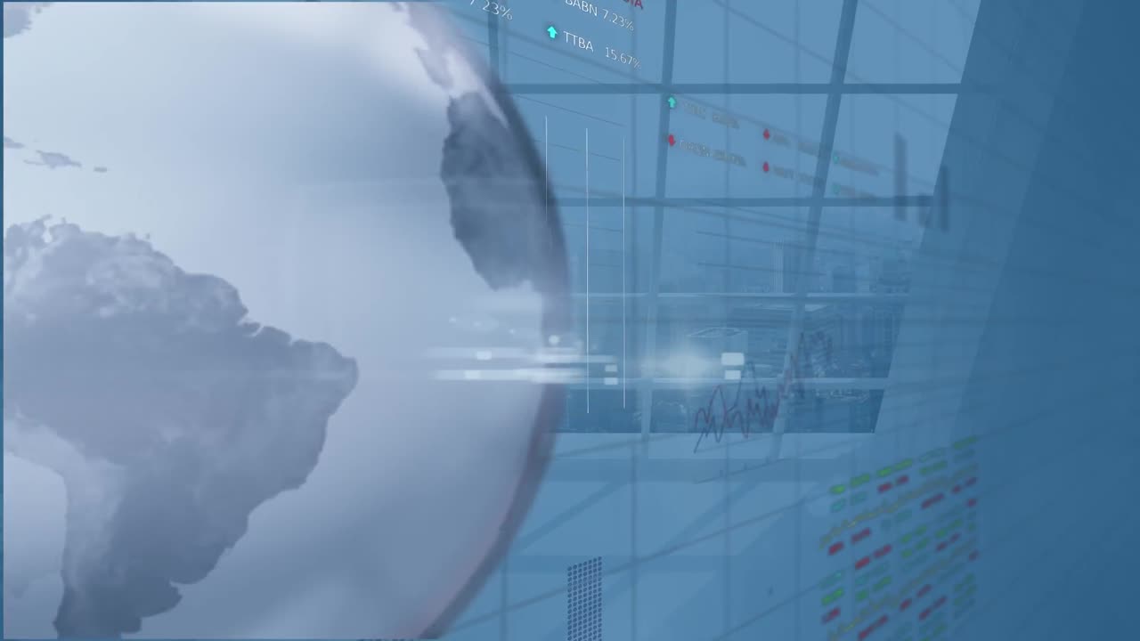 공허한 사무실에서 지구상의 애니메이션과 데이터 처리를