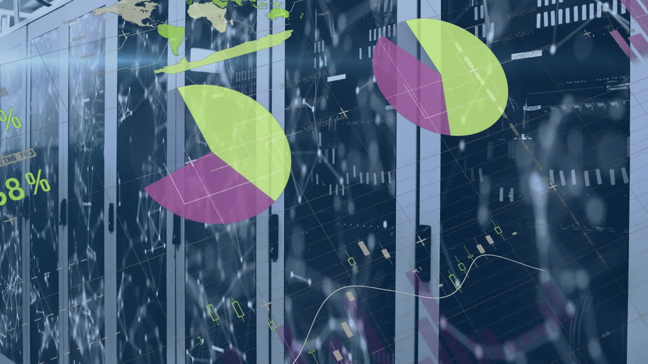animación del procesamiento de datos informáticos a través de servidores informáticos