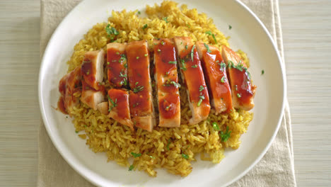 grilled sweet and chilli chicken with curry rice