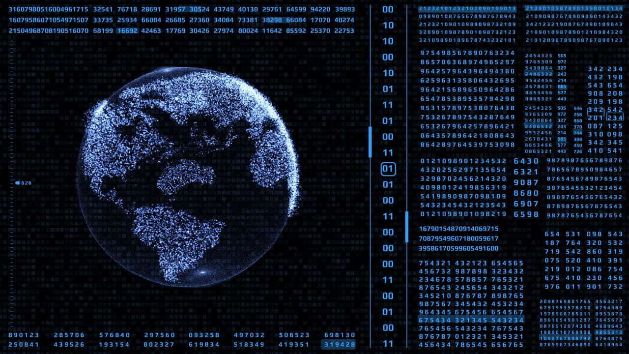 Blue Plasma Sphere Particle Fractal Animation Graphic Background
