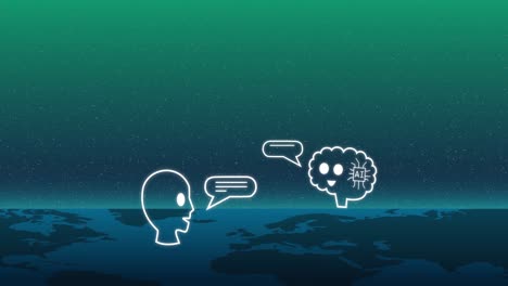 animation of digital ai chat over globe