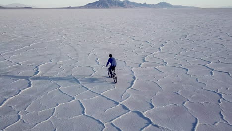 mountain biking over the bonneville salt flats in utah