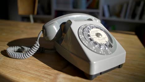 old telephone on table