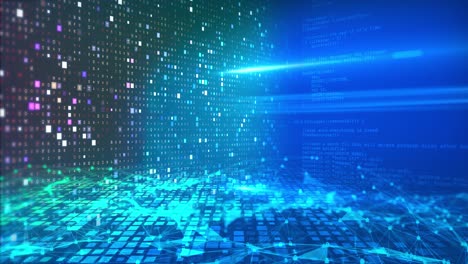 animación de bucle de onda de partículas digitales abstractas y luz cibernética o de fondo tecnológico.