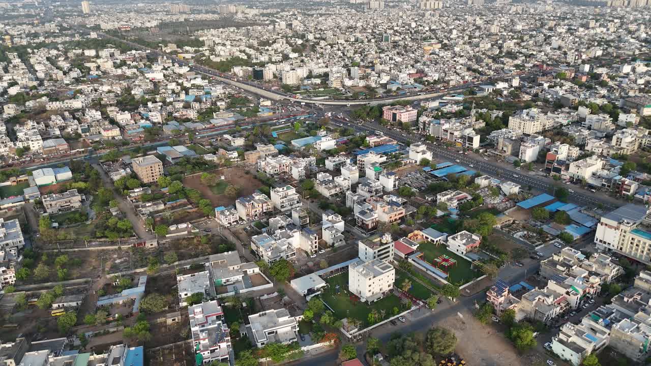 High-angle view of busy Jaipur Highway, capturing the chaotic yet vibrant flow of Vehicles